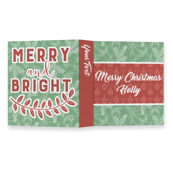 Christmas Holly 3 Ring Binders - Full Wrap - 1" - OPEN OUTSIDE