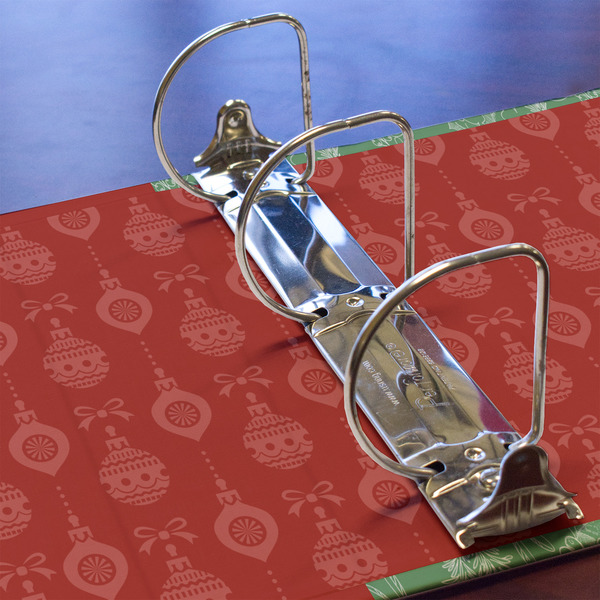 Christmas Holly 3 Ring Binders - Full Wrap - 3" - DETAIL