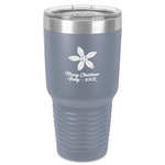 Christmas Holly 30 oz Stainless Steel Tumbler - Grey - Single-Sided (Personalized)