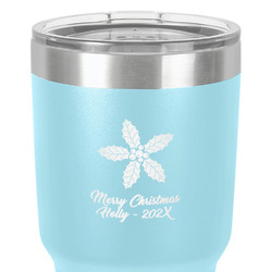 Christmas Holly 30 oz Stainless Steel Tumbler - Teal - Single-Sided (Personalized)