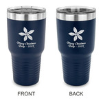 Christmas Holly 30 oz Stainless Steel Tumbler - Navy - Double Sided (Personalized)