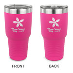 Christmas Holly 30 oz Stainless Steel Tumbler - Pink - Double Sided (Personalized)