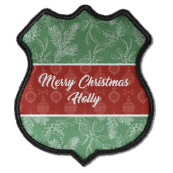 Christmas Holly Iron On Shield Patch C w/ Name or Text