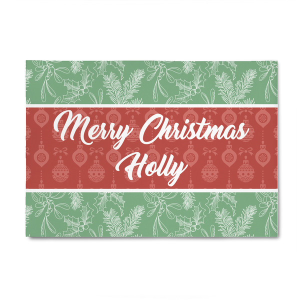 Custom Christmas Holly 4' x 6' Patio Rug (Personalized)