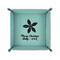 Christmas Holly 6" x 6" Teal Leatherette Snap Up Tray - FOLDED UP