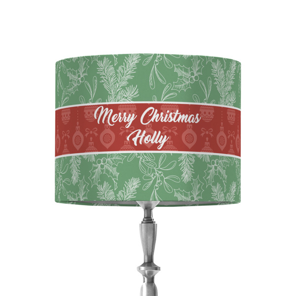 Custom Christmas Holly 8" Drum Lamp Shade - Fabric (Personalized)