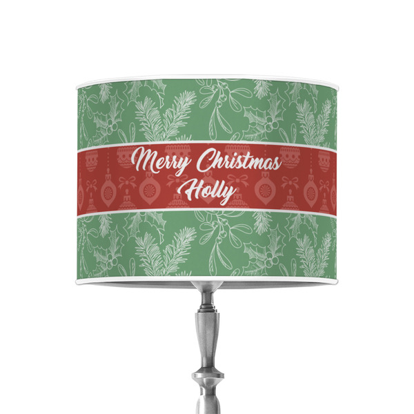 Christmas Holly 8" Drum Lampshade - ON STAND (Poly Film)