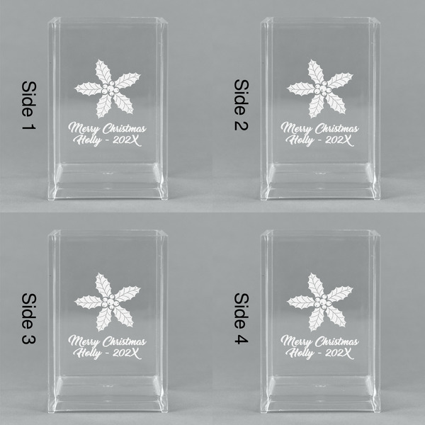 Christmas Holly Acrylic Pen Holder - All Sides