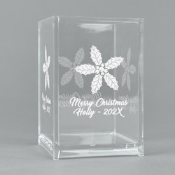 Christmas Holly Acrylic Pen Holder (Personalized)