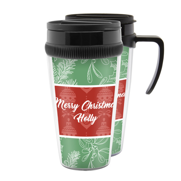 Custom Christmas Holly Acrylic Travel Mug (Personalized)