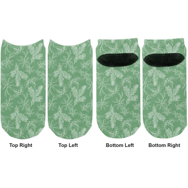 Christmas Holly Adult Ankle Socks - Double Pair - Front and Back - Apvl