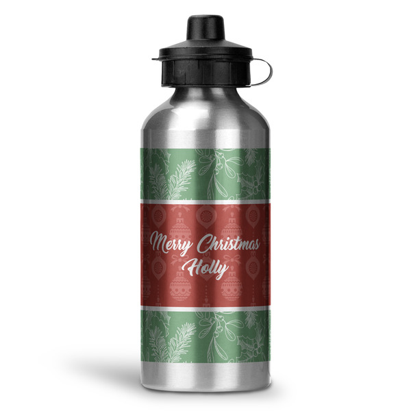Custom Christmas Holly Water Bottle - Aluminum - 20 oz (Personalized)