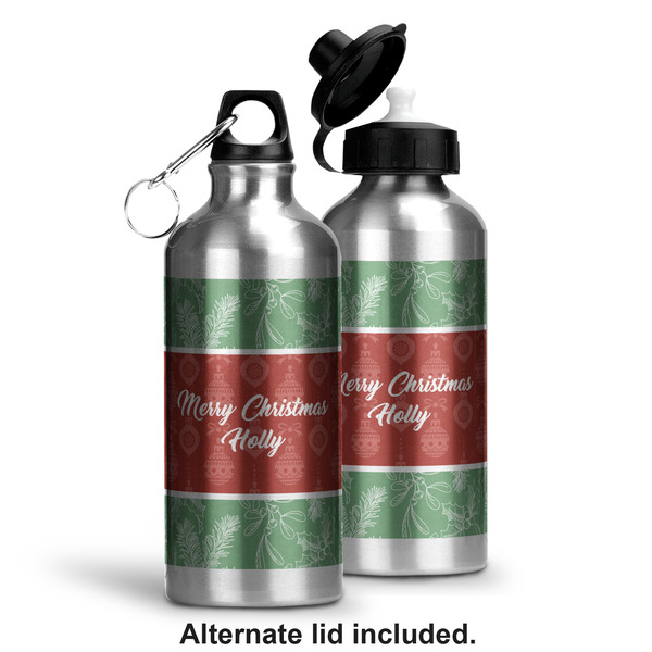Christmas Holly Aluminum Water Bottle - Alternate lid options