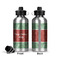 Christmas Holly Aluminum Water Bottle - Front and Back
