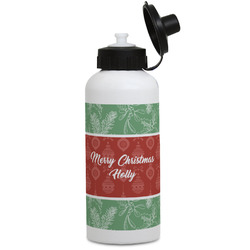 Christmas Holly Water Bottles - Aluminum - 20 oz - White (Personalized)