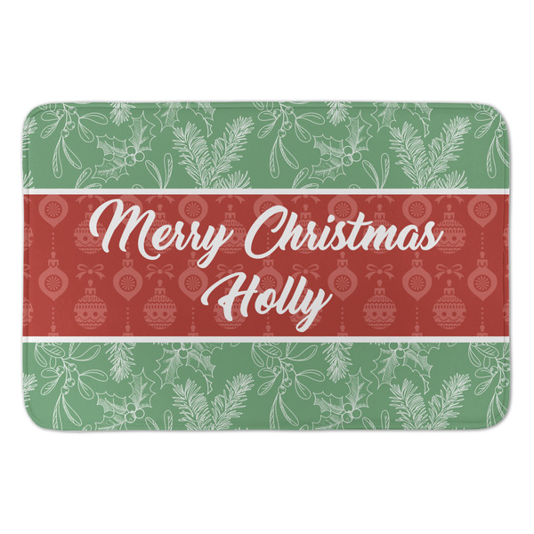 Custom Christmas Holly Anti-Fatigue Kitchen Mat (Personalized)
