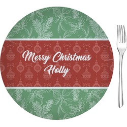 Christmas Holly 8" Glass Appetizer / Dessert Plates - Single or Set (Personalized)