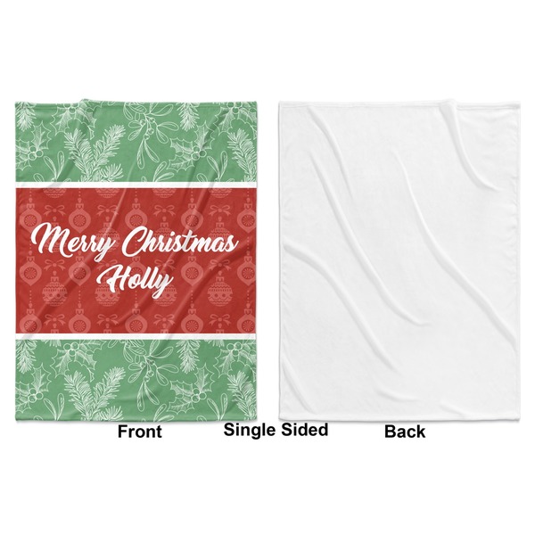 Christmas Holly Baby Blanket (Single Sided - Printed Front, White Back)