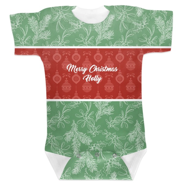 Custom Christmas Holly Baby Bodysuit 0-3 (Personalized)