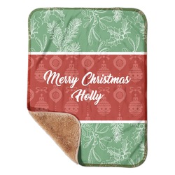 Christmas Holly Sherpa Baby Blanket - 30" x 40" w/ Name or Text