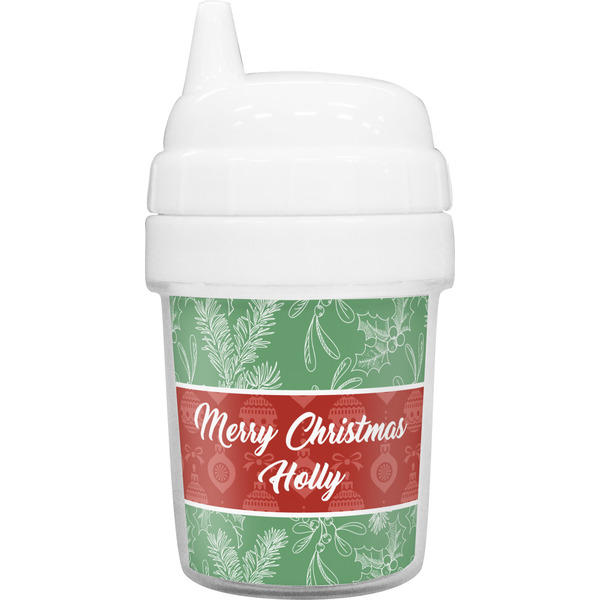 Custom Christmas Holly Baby Sippy Cup (Personalized)