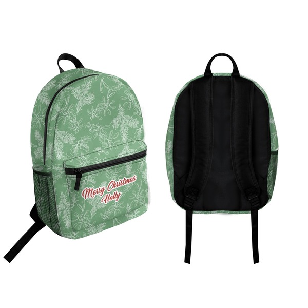 Christmas Holly Backpack front and back - Apvl