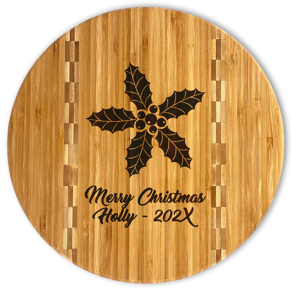 Custom Christmas Holly Bamboo Cutting Board (Personalized)