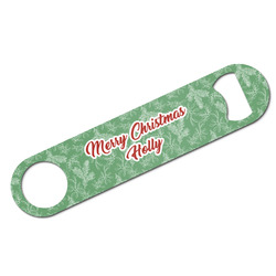 Christmas Holly Bar Bottle Opener - White w/ Name or Text
