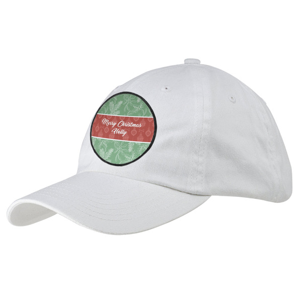 Custom Christmas Holly Baseball Cap - White (Personalized)