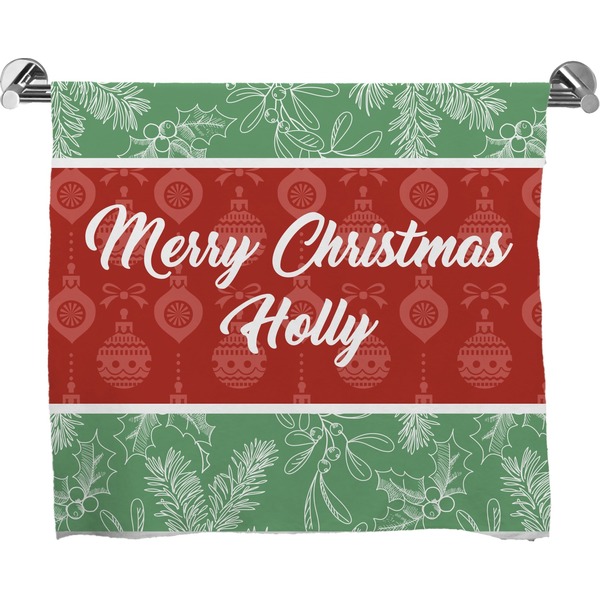 Custom Christmas Holly Bath Towel (Personalized)