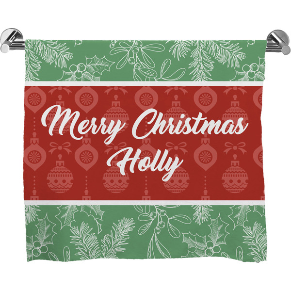 Custom Christmas Holly Bath Towel (Personalized)