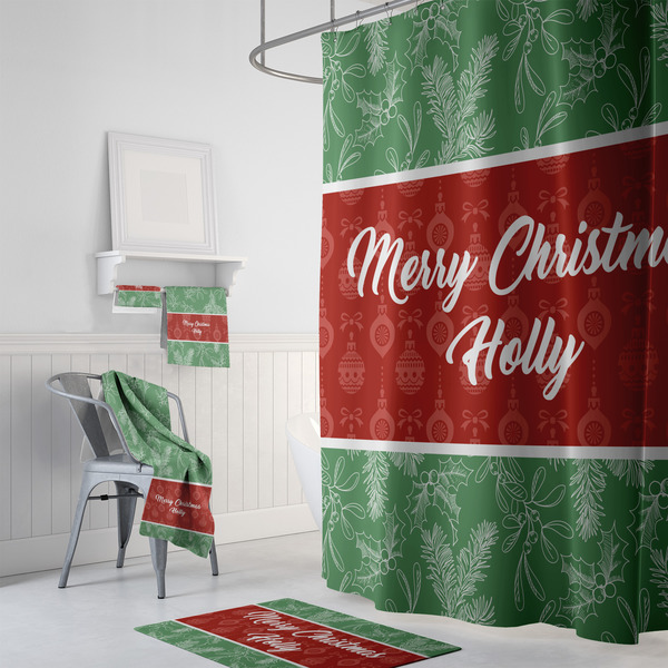 Christmas Holly Bath Towel Sets - 3-piece - In Context