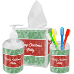 Christmas Holly Acrylic Bathroom Accessories Set w/ Name or Text