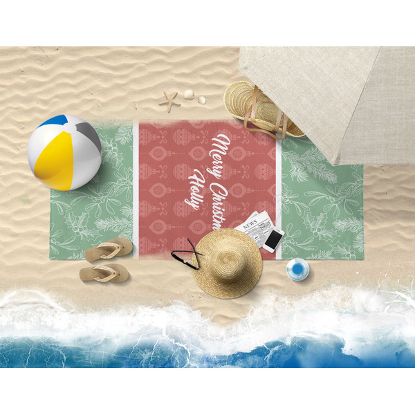Christmas Holly Beach Towel Lifestyle