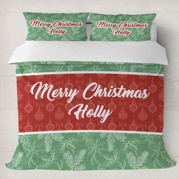 Custom Christmas Holly Duvet Cover Set - King (Personalized)