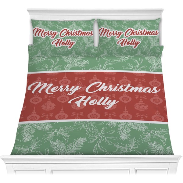 Custom Christmas Holly Comforter Set - Full / Queen (Personalized)