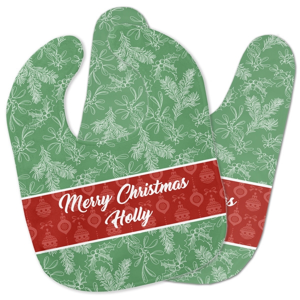 Custom Christmas Holly Baby Bib w/ Name or Text