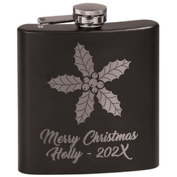 Christmas Holly Black Flask Set (Personalized)