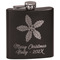 Christmas Holly Black Flask - Engraved Front