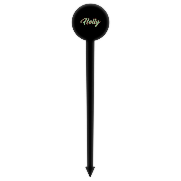 Christmas Holly Black Plastic 6" Food Pick - Round - Single Pick