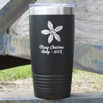 Christmas Holly 20 oz Stainless Steel Tumbler - Black - Single Sided (Personalized)