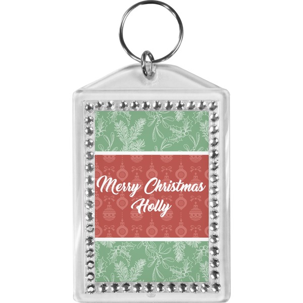 Custom Christmas Holly Bling Keychain (Personalized)
