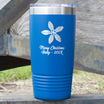 Christmas Holly 20 oz Stainless Steel Tumbler - Royal Blue - Single Sided (Personalized)