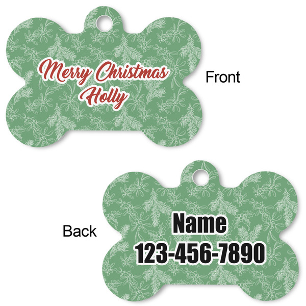 Christmas Holly Bone Shaped Dog ID Tag - Large - Approval