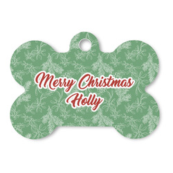 Christmas Holly Bone Shaped Dog ID Tag (Personalized)