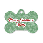Christmas Holly Bone Shaped Dog ID Tag - Small (Personalized)