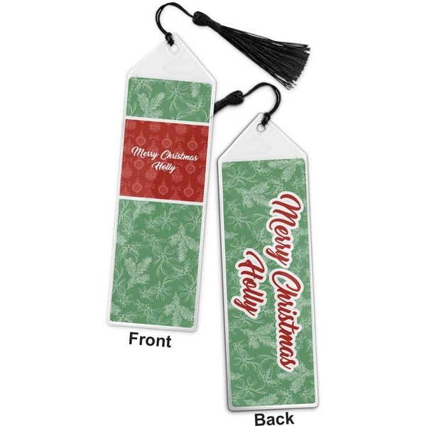 Christmas Holly Bookmark with tassel - Front and Back