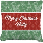 Christmas Holly Faux-Linen Throw Pillow 20" (Personalized)