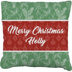Christmas Holly Faux-Linen Throw Pillow 26" (Personalized)