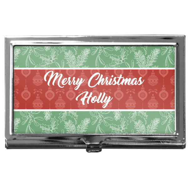 Custom Christmas Holly Business Card Case